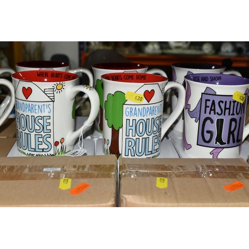 430 - SEVENTY ONE BOXED NOVELTY MUGS AND CERAMIC MONEY BANKS, twelve boxed 'Our Name Is Mud' mugs comprisi... 