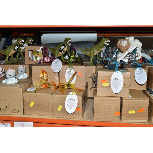 437 - A SELECTION OF BOXED ENESCO COLLECTABLES, comprising four hanging Hummingbird ornaments, six hanging... 