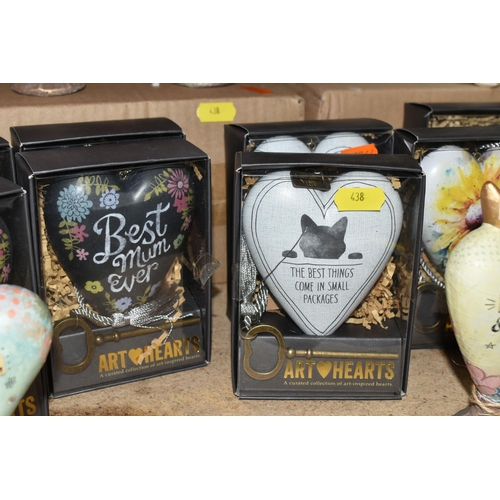 438 - A SELECTION HEART SHAPED ORNAMENTS AND MOTTO WALL PLAQUES, by Kelly Rae Roberts and others, comprisi... 