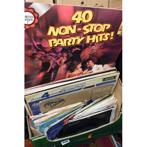 439 - TWO BOXES AND TWO CASES OF RECORDS, to include LP records and singles, artists include The Rolling S... 