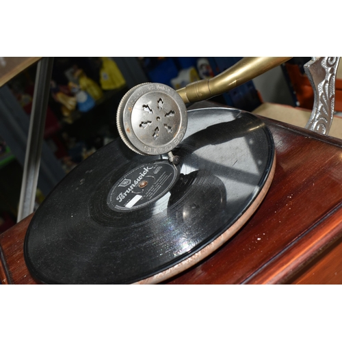 445 - A HMV 20TH CENTURY GRAMOPHONE, fitted with a His Masters Voice sound box, together with a brass horn... 