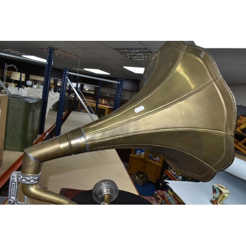 445 - A HMV 20TH CENTURY GRAMOPHONE, fitted with a His Masters Voice sound box, together with a brass horn... 