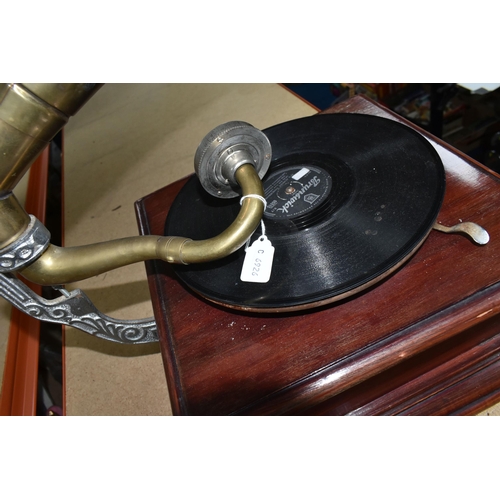 445 - A HMV 20TH CENTURY GRAMOPHONE, fitted with a His Masters Voice sound box, together with a brass horn... 