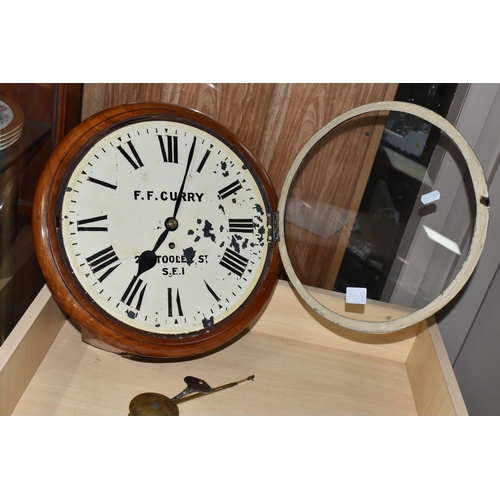 464 - A WALNUT CASED WALL CLOCK, with fusee movement, for F. F. Curry of 267, Tooley St, London SE1, the c... 