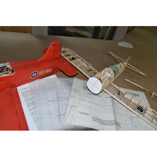 467 - THREE MODEL AIRCRAFT FOR SPARES OR REPAIR, comprising a Jet Provost with some flight control fitting... 