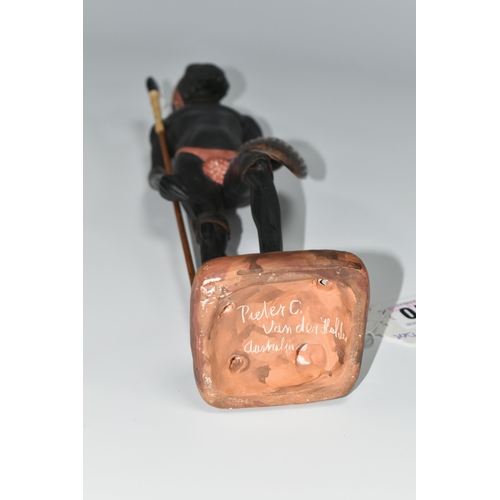 510 - AN AUSTRALIAN MID-CENTURY PIETER VAN DER HELDER ABORIGINAL FIGURE, a slip cast ceramic figure of a m... 