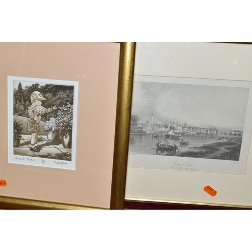 514 - A SMALL QUANTITY OF PICTURES AND PRINTS, comprising two signed Mark Spain limited edition etchings d... 