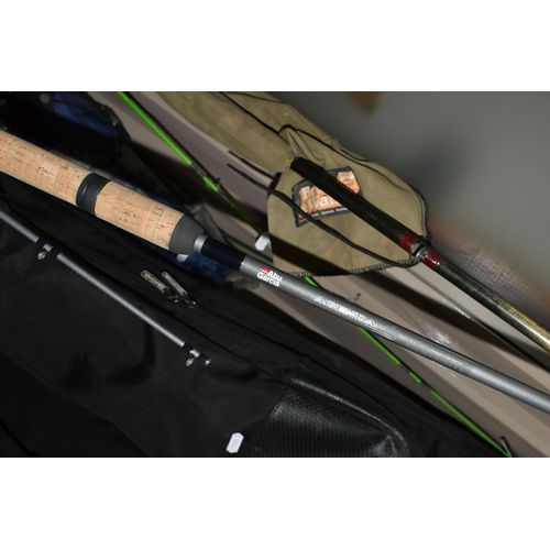 516 - A QUANTITY OF COARSE FISHING EQUIPMENT AND TACKLE, including a Maver Enigma 101 13m pole with assort... 