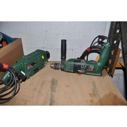 1078 - THREE BOSCH POWER TOOLS comprising of a PKS 66 circular saw, a CSB 850-2RET Hammer drill and a PBS60... 