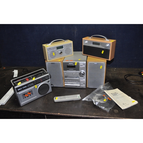 1085 - A SELECTION OF AUDIO EQUIPMENT comprising of a Sony CMT-CP33MD micro HiFi system with matching speak... 