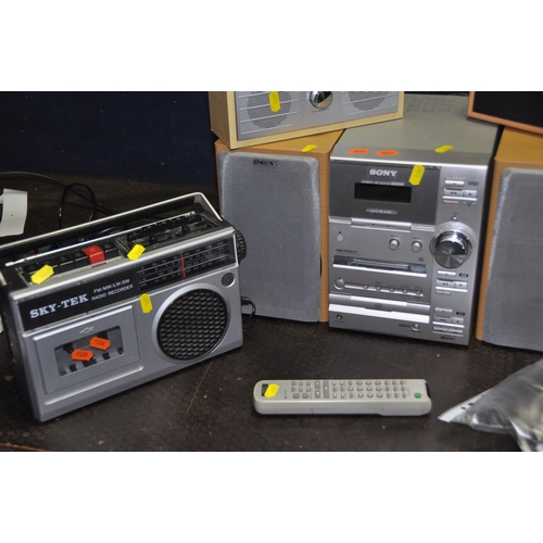 1085 - A SELECTION OF AUDIO EQUIPMENT comprising of a Sony CMT-CP33MD micro HiFi system with matching speak... 