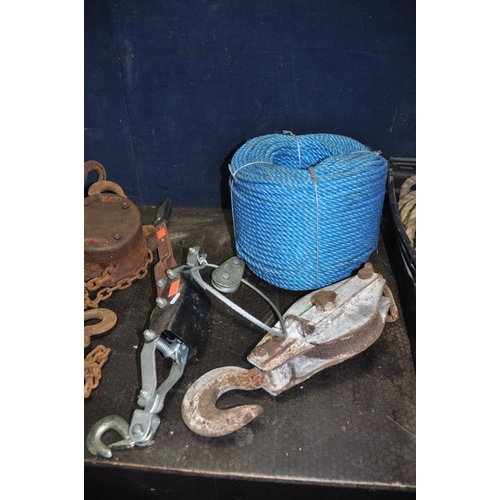 1094 - A QUANTITY OF LIFTING EQUIPMENT including two Yale Pul-lifts, a Pelco chain hoist, a rope and pulley... 