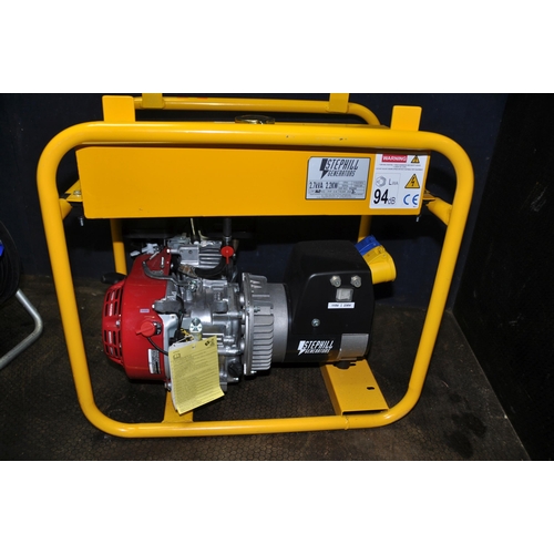 1112 - A STEPHILL SITE GENERATOR with a Honda GX160 motor, 100 and 240volt sockets (appears to be new or vi... 