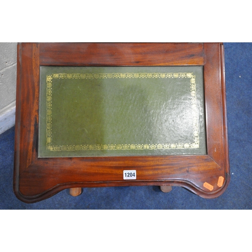 1204 - A REPRODUCTION VICTORIAN STYLE MAHOGANY DAVENPORT, with a small hinged compartment, a large hinged c... 