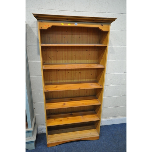 1209 - A MODERN PINE OPEN BOOKCASE, with five adjustable shelves, width 95cm x depth 36cm x height 186cm, a... 