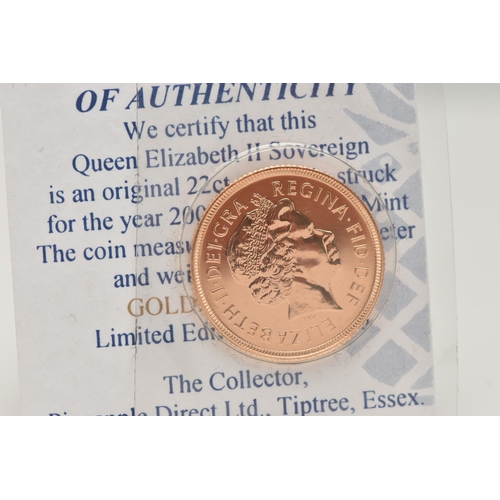 41 - A TIMOTHY NOAD JUBILEE SHIELD 2002 22CT FULL GOLD SOVEREIGN COIN, 75,264 mintage, Elizabeth II, 7.98... 