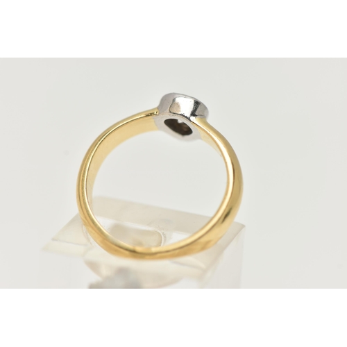 5 - AN 18CT GOLD PEAR CUT DIAMOND RING, the pear cut diamond within a collet setting to the plain band, ... 