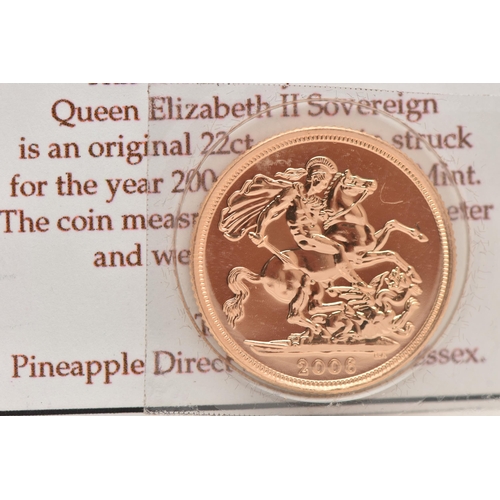 58 - A BOXED 2006 ELIZABETH II, 22CT GOLD FULL SOVEREIGN COIN, 7.98 grams, 22mm, in blister pack with box... 