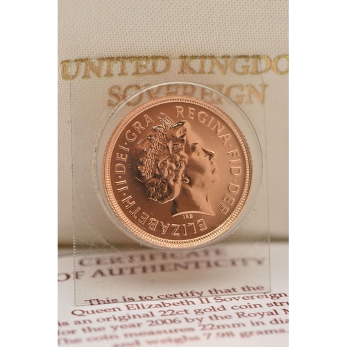 59 - A BOXED 2006 ELIZABETH II, 22CT GOLD FULL SOVEREIGN COIN, 7.98 grams, 22mm, in blister pack with box... 