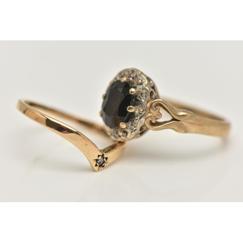 78 - TWO RINGS, the fist a 9ct gold sapphire and diamond cluster, hallmarked 9ct Birmingham, ring size M ... 