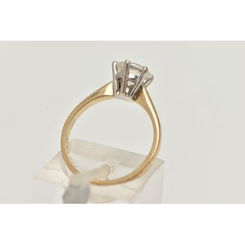 8 - A 9CT GOLD MOISSANITE RING, the brilliant cut moissanite in a six claw setting, with 9ct hallmark, r... 