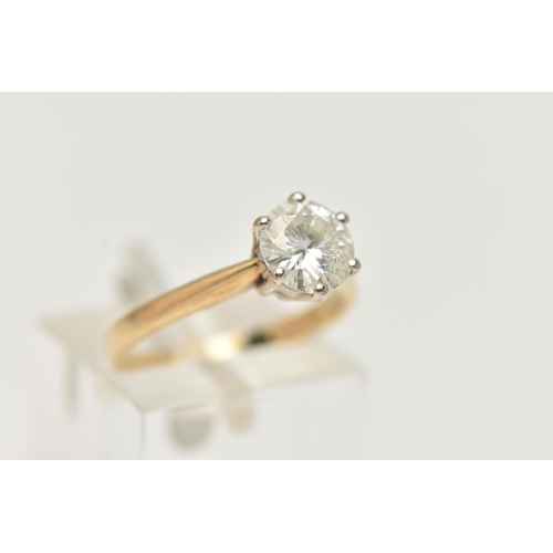 8 - A 9CT GOLD MOISSANITE RING, the brilliant cut moissanite in a six claw setting, with 9ct hallmark, r... 