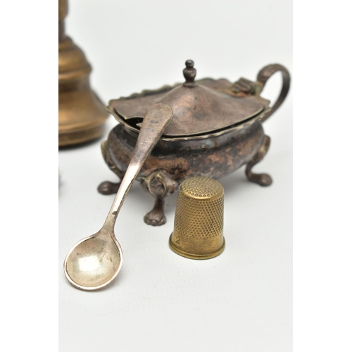 133 - A SILVER OPEN FACE POCKET WATCH, SILVER CONDIMENT AND SILVER PLATE WEAR, to include a silver open fa... 