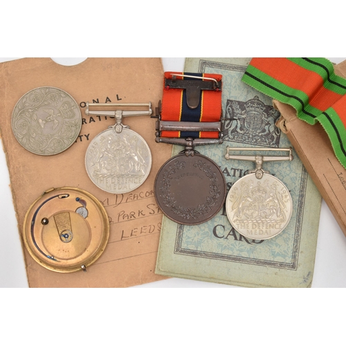 89 - AN ASSORTMENT OF WWII MEDALS AND NATIONAL REGISTRATION IDENTITY CARDS, three service medals, a comme... 