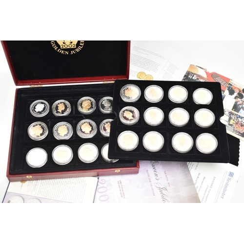 135 - A ROYAL MINT QUEEN ELIZABETH II GOLDEN JUBILEE COLLECTION BOXED SET, of 24x Five Pound coins highlig... 