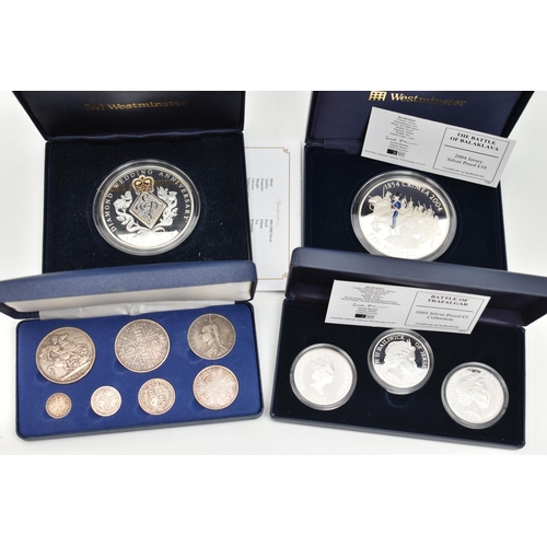 137 - WESTMINSTER BOXED 2007 5oz 60- DIAMOND PAVE SET SILVER COMMEMORATIVE PROOF SET, .999 Silver, togethe... 