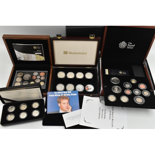 138 - A LARGE PLASTIC TUB TO INCLUDE MAINLY SILVER PROOF COINAGE A ROYAL MINT PREMIUM PROOF SET 2012, elev... 