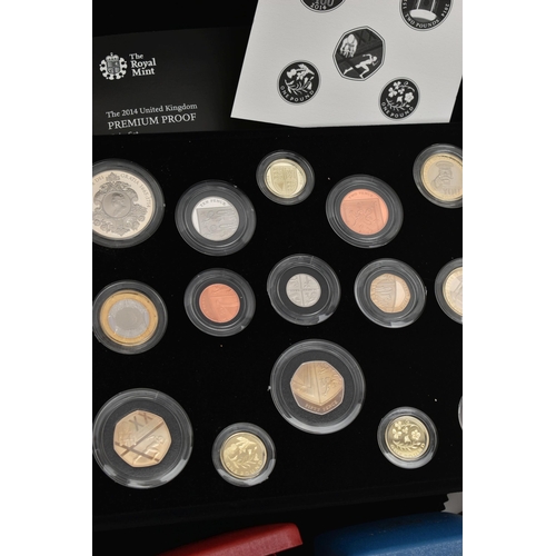 140 - A LARGE PLASTIC TUB CONTAINING MOSTLY ROYAL MINT COINAGE, to include a 2014 UK premium proof coin se... 