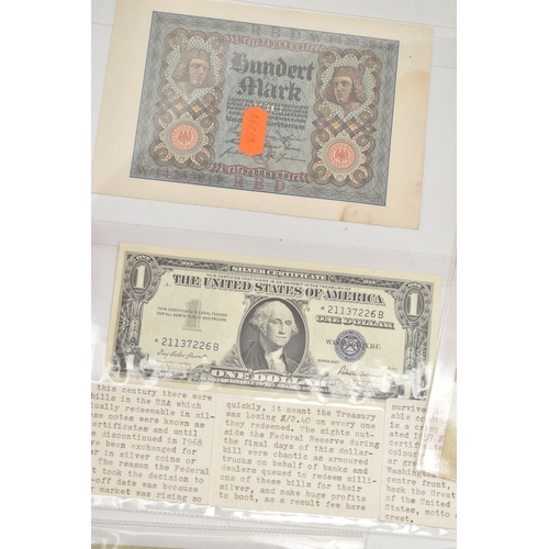 144 - A SMALL SELECTION OF WORLD BANKNOTES, to include banknotes 192-1940S a Peppiatt Blue-Pink crisp D95D... 