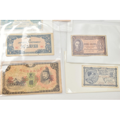 144 - A SMALL SELECTION OF WORLD BANKNOTES, to include banknotes 192-1940S a Peppiatt Blue-Pink crisp D95D... 