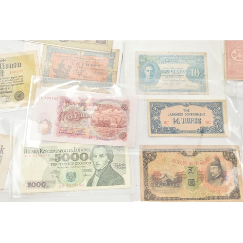 144 - A SMALL SELECTION OF WORLD BANKNOTES, to include banknotes 192-1940S a Peppiatt Blue-Pink crisp D95D... 