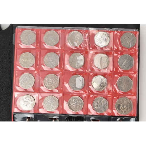 146 - A COIN ALBUM CONTAINING MODERN UK COINS, to include current and Old Fifty Pence coins, Two pound coi... 