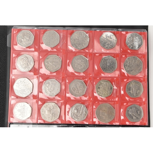 146 - A COIN ALBUM CONTAINING MODERN UK COINS, to include current and Old Fifty Pence coins, Two pound coi... 