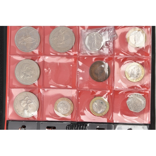 146 - A COIN ALBUM CONTAINING MODERN UK COINS, to include current and Old Fifty Pence coins, Two pound coi... 