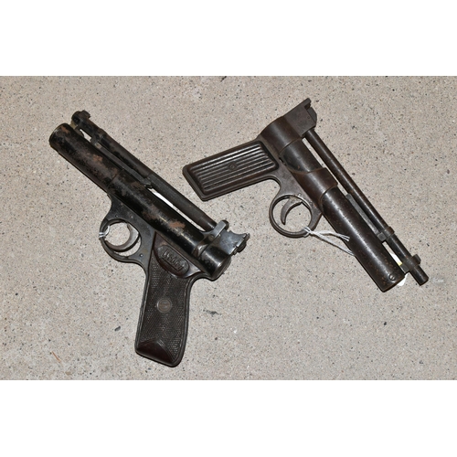 149 - A .22'' POST WWII WEBLEY & SCOTT SENIOR AIR PISTOL, batch no. 302, which is rusted throughout, half ... 