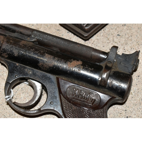 149 - A .22'' POST WWII WEBLEY & SCOTT SENIOR AIR PISTOL, batch no. 302, which is rusted throughout, half ... 