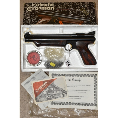 150 - A BOXED .22'' CROSMAN MODEL 300 MEDALLIST PUMP UP ACTION AIR PISTOL, serial no. 957782, it comes wit... 