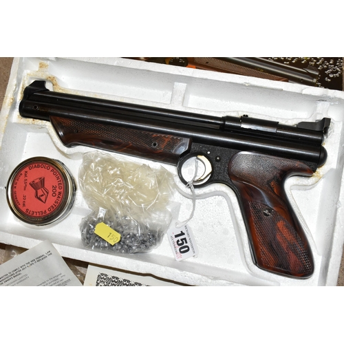 150 - A BOXED .22'' CROSMAN MODEL 300 MEDALLIST PUMP UP ACTION AIR PISTOL, serial no. 957782, it comes wit... 