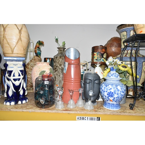 333 - A COLLECTION OF MODERN DECORATIVE HOMEWARES, to include several vases, tallest approximately 80cm, a... 