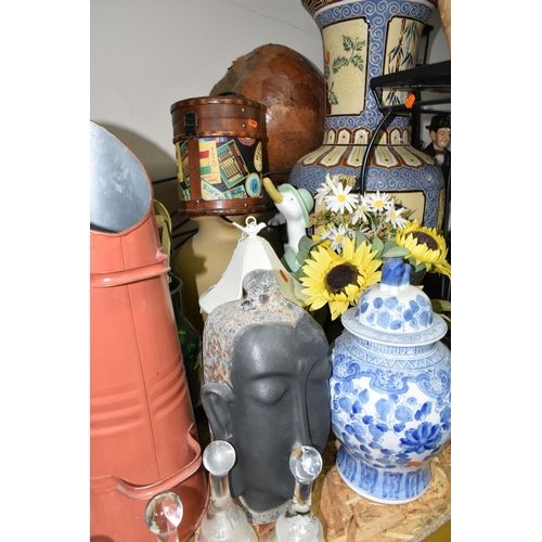 333 - A COLLECTION OF MODERN DECORATIVE HOMEWARES, to include several vases, tallest approximately 80cm, a... 