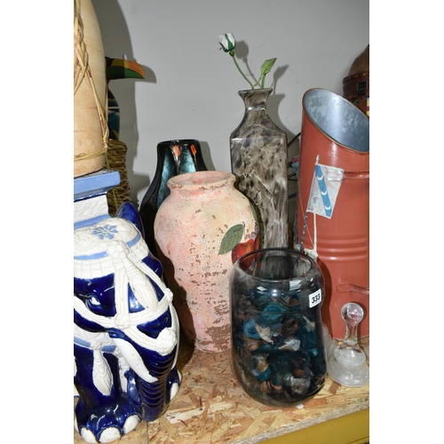 333 - A COLLECTION OF MODERN DECORATIVE HOMEWARES, to include several vases, tallest approximately 80cm, a... 