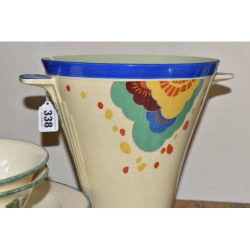 338 - A GROUP OF CERAMICS, comprising Royal Doulton 'Gaylee' D5305 Art Deco vase, height 21.5cm x diameter... 