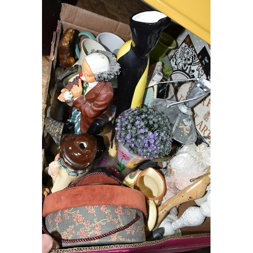 339 - THREE BOXES AND LOOSE CERAMICS, CHALKBOARD AND MISCELLANEOUS ITEMS, to include a TG Green Cornish Wa... 