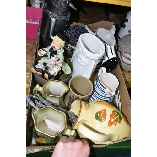 339 - THREE BOXES AND LOOSE CERAMICS, CHALKBOARD AND MISCELLANEOUS ITEMS, to include a TG Green Cornish Wa... 