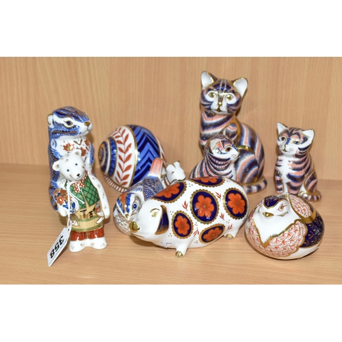 358 - A COLLECTION OF ROYAL CROWN DERBY IMARI PAPERWEIGHTS, comprising two Kittens introduced 1990, one ha... 