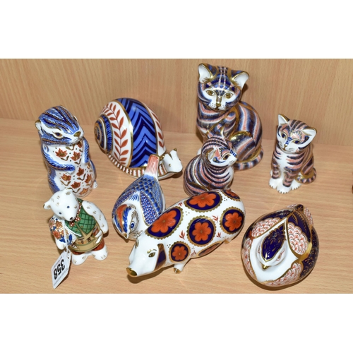 358 - A COLLECTION OF ROYAL CROWN DERBY IMARI PAPERWEIGHTS, comprising two Kittens introduced 1990, one ha... 